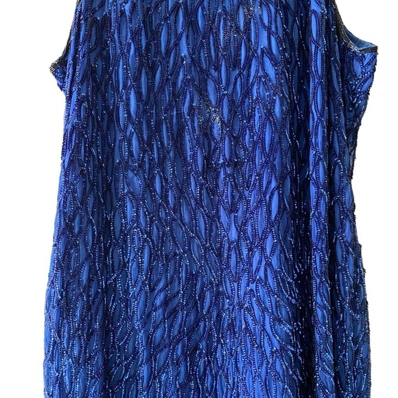 Scala Vintage Silk & Sequin Royal/Cobalt Blue Sleeveless Cocktail Dress Size 2X - Picture 10 of 16